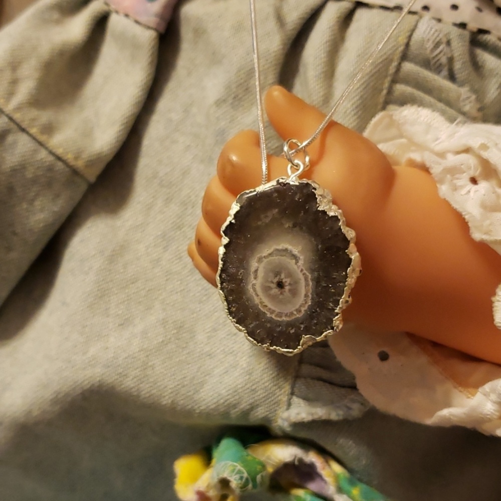 Druzy necklace on 18" 925 sterling silver